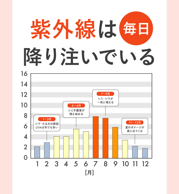 紫外線は毎日降り注いでいる